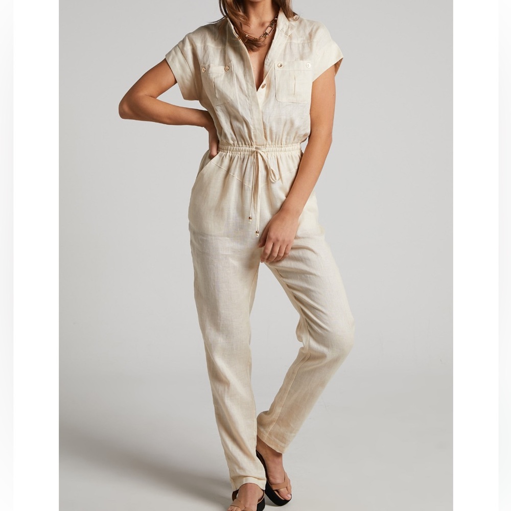 Showpo Lucia Linen Cap Sleeve Jumpsuit
